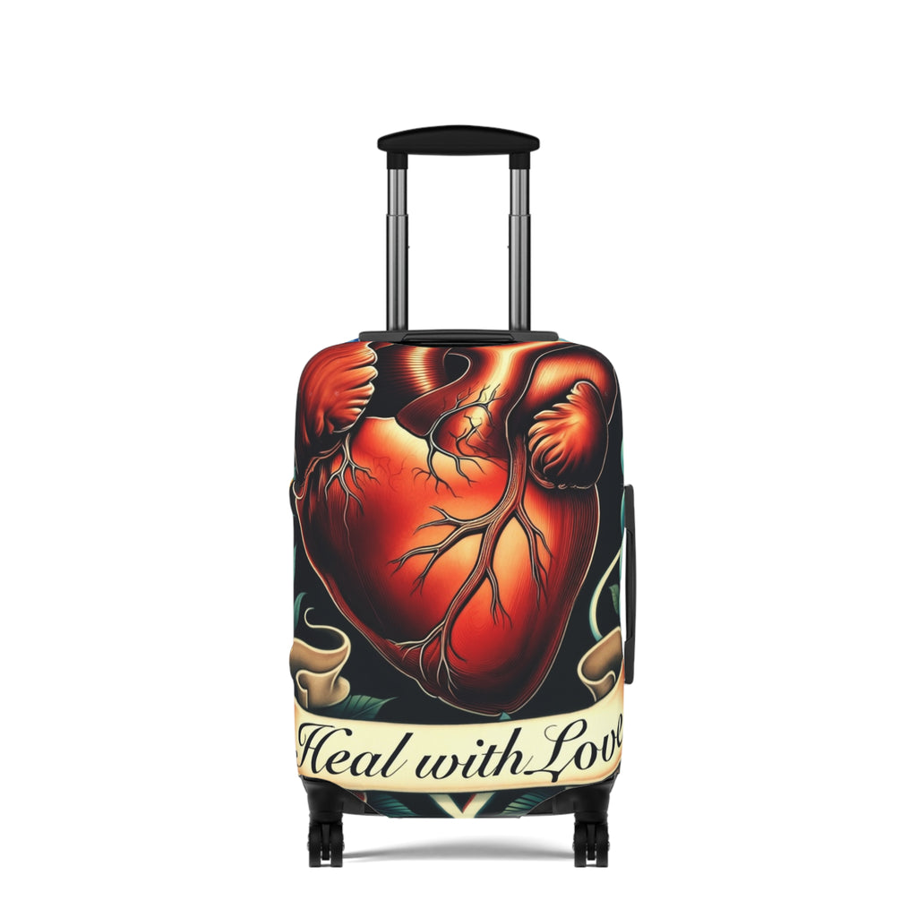 Heal with Love – Anatomical Heart Nurse Luggage Cover | Tattoo-Style RN Travel Protector