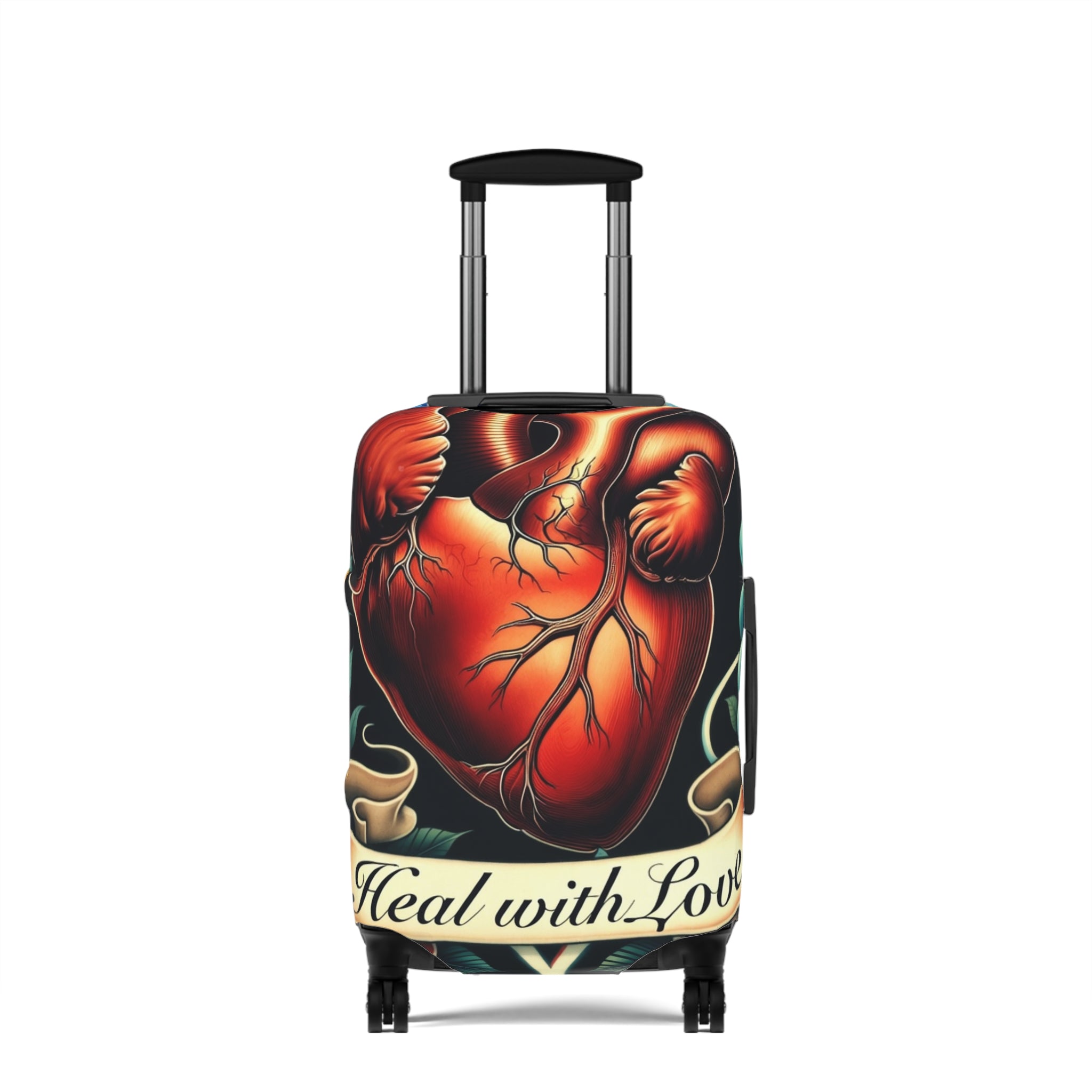 Heal with Love – Anatomical Heart Nurse Luggage Cover | Tattoo-Style RN Travel Protector