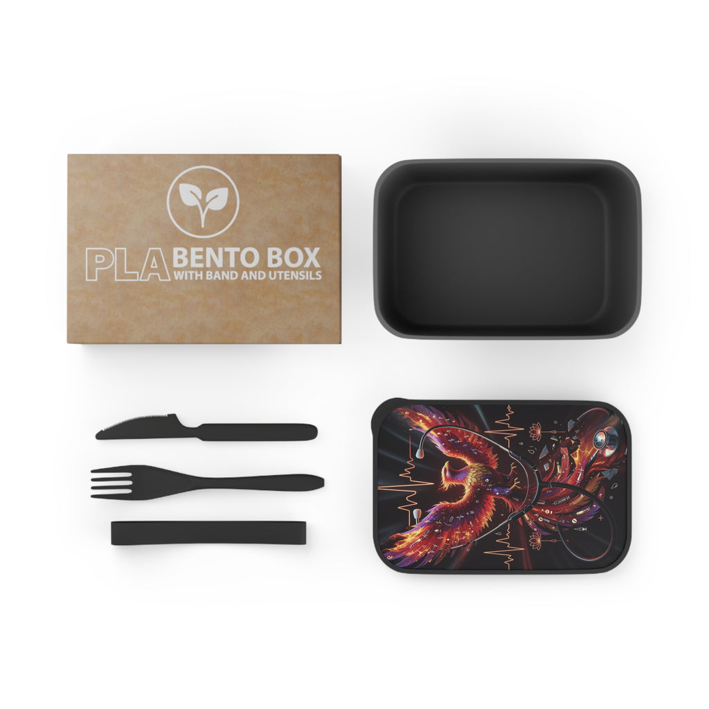 Phoenix Revival Nurse Bento Box - Stethoscope & Heartbeat Themed Lunch Container for Medical Professionals
