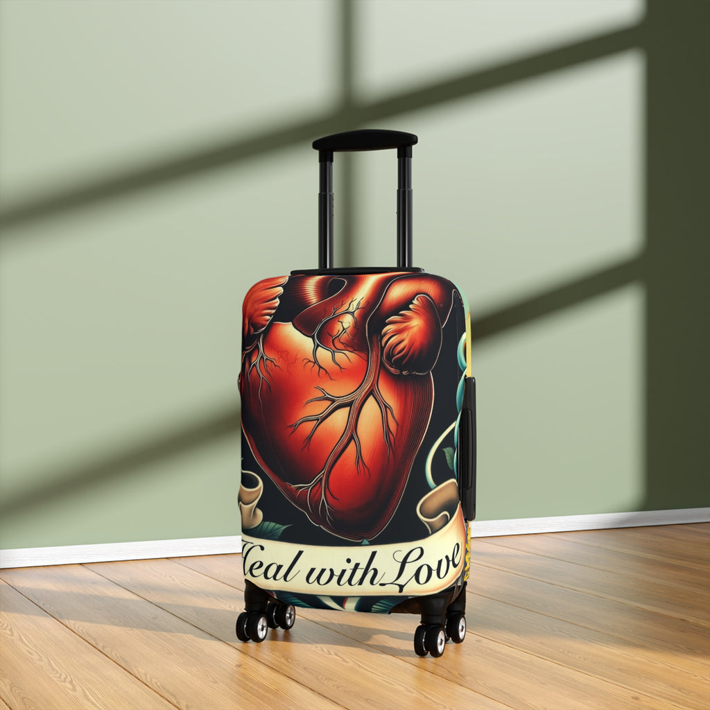 Heal with Love – Anatomical Heart Nurse Luggage Cover | Tattoo-Style RN Travel Protector