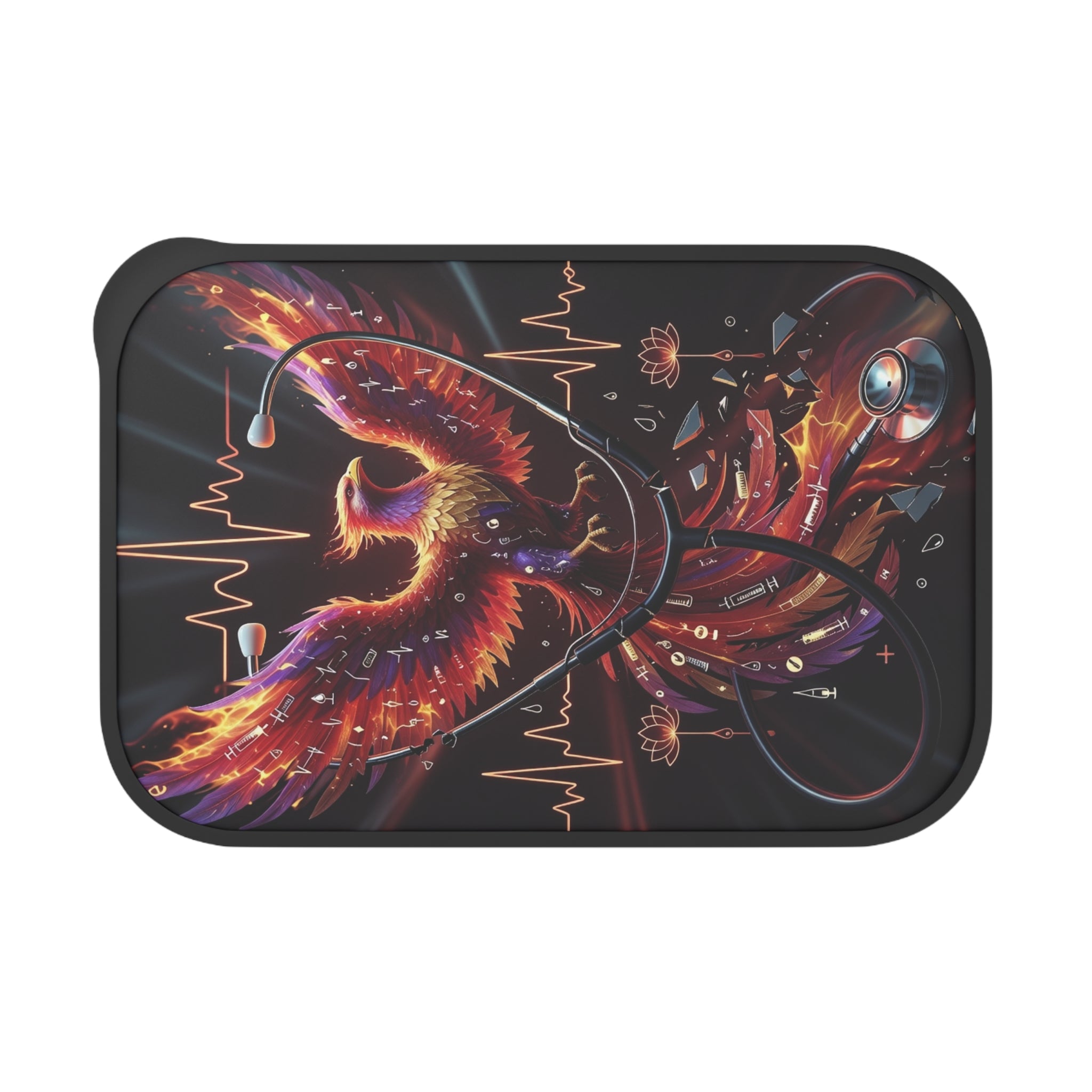 Phoenix Revival Nurse Bento Box - Stethoscope & Heartbeat Themed Lunch Container for Medical Professionals